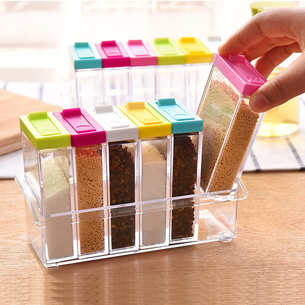 6Pcs/Set Kitchen Spice Storage Bottle Jars