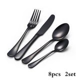 4/8/16/24pcs Black Cutlery Set