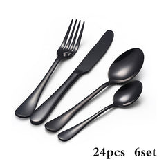4/8/16/24pcs Black Cutlery Set