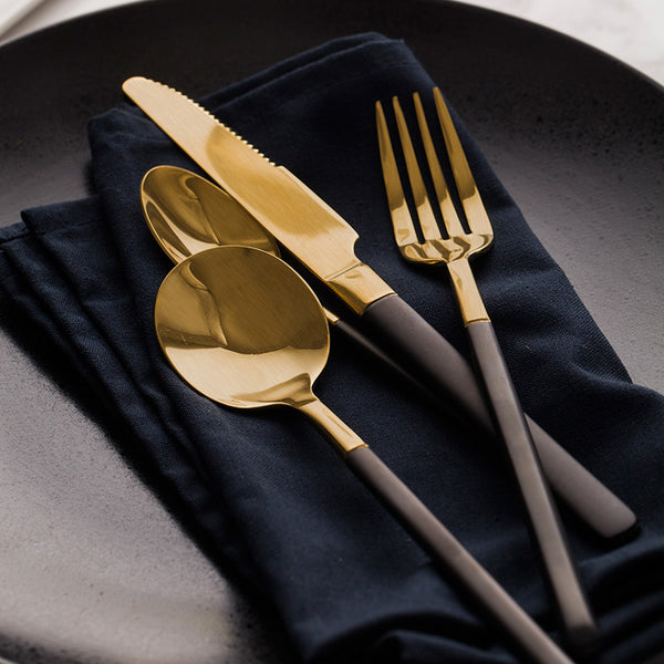 4/8/16/24pcs Gold Plated Cutlery Set